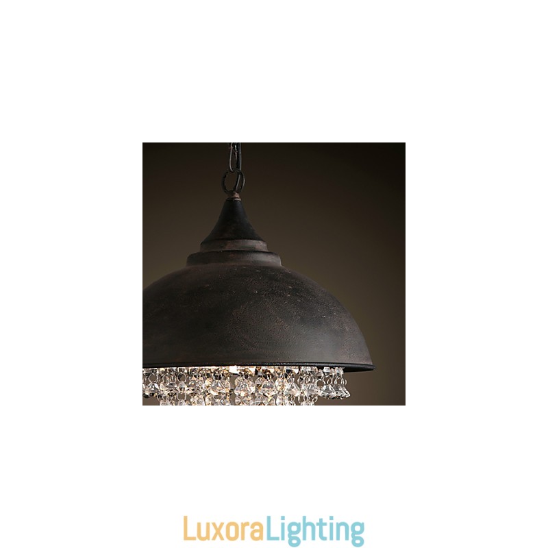 Designer Touch Decorative Loft Pendant Light Crystal Retro Coffe Light Garage Metal