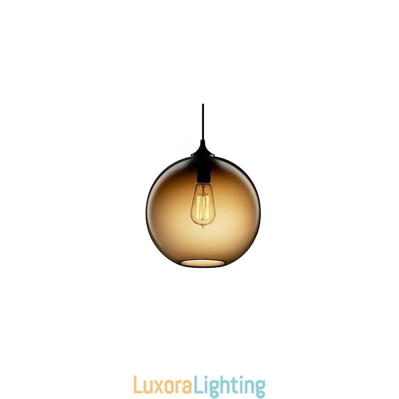 Designer Touch Decorative Modern Glass Pendant Light in Round Brown Bubble Design