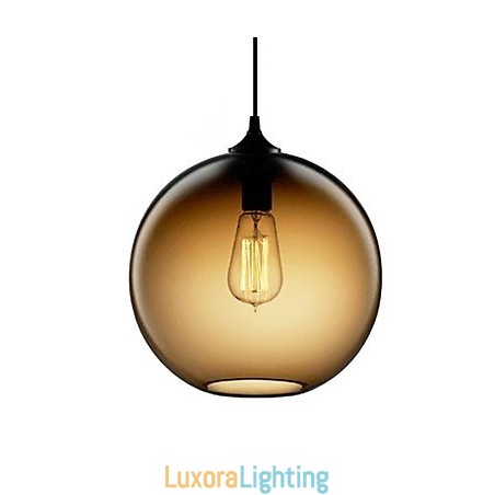 Designer Touch Decorative Modern Glass Pendant Light in Round Brown Bubble Design