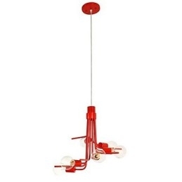 Designer Touch Decorative North American Style Characteristic 6 Light Pendant In Red
