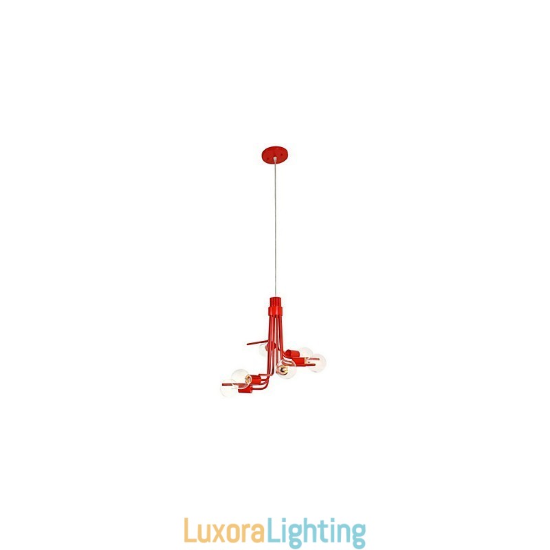 Designer Touch Decorative North American Style Characteristic 6 Light Pendant In Red