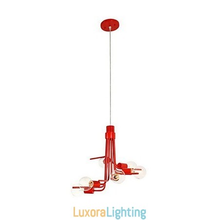 Designer Touch Decorative North American Style Characteristic 6 Light Pendant In Red