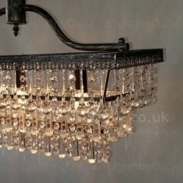 Designer Touch Decorative 3 Tiers Rectangle Traditional Classic Crystal Metal Chandelier for