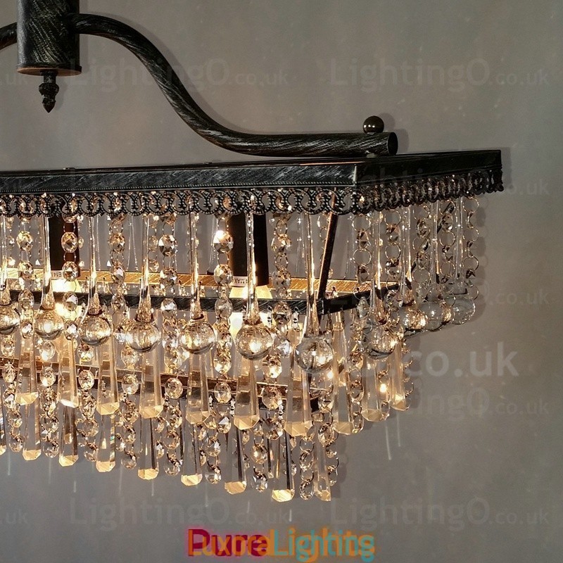 Designer Touch Decorative 3 Tiers Rectangle Traditional Classic Crystal Metal Chandelier for