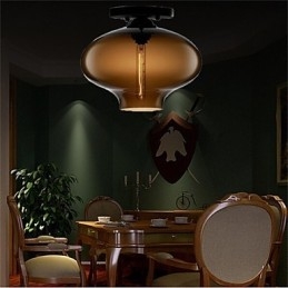 Designer Touch Decorative Retro Creative Single Head Glass Pendant Lamp Cafe In The Goldfish Bowl