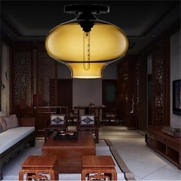 Designer Touch Decorative Retro Creative Single Head Glass Pendant Lamp Cafe In The Goldfish Bowl