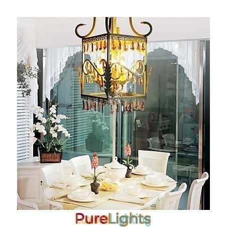 Designer Touch Decorative Rural of Europe Type Droplight American Country Rectangular Shell Lamp Porch Lamp