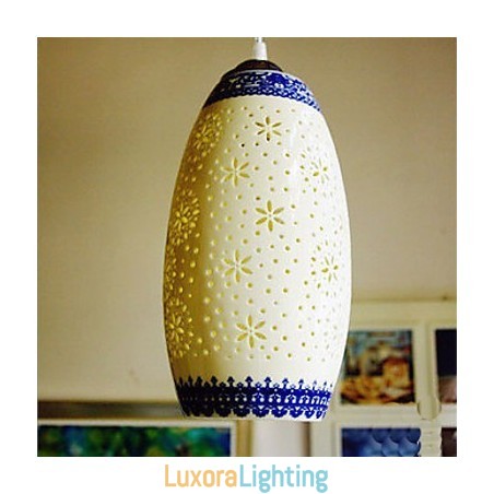 Designer Touch Decorative Retro Ceramic lamp lamp Stairs Blue Single Head Chandelier Creative