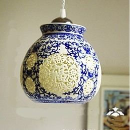 Designer Touch Decorative Retro Ceramic lamp lamp Stairs Blue Single Head Chandelier Creative