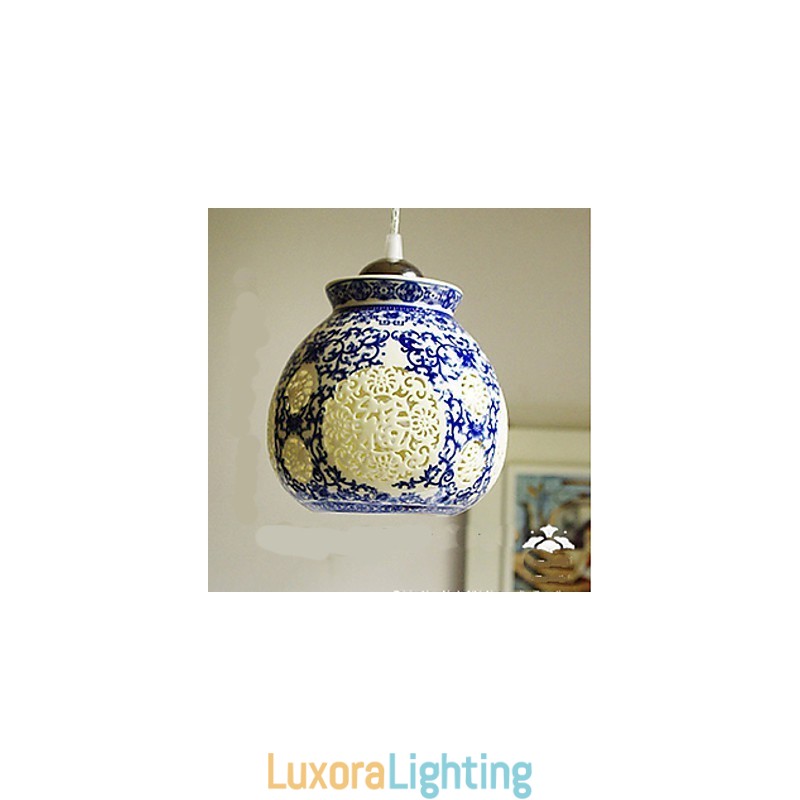 Designer Touch Decorative Retro Ceramic lamp lamp Stairs Blue Single Head Chandelier Creative
