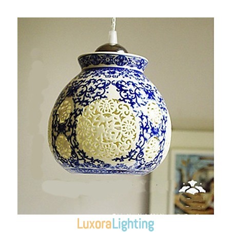 Designer Touch Decorative Retro Ceramic lamp lamp Stairs Blue Single Head Chandelier Creative