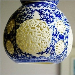Designer Touch Decorative Retro Ceramic lamp lamp Stairs Blue Single Head Chandelier Creative