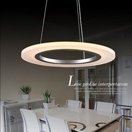 Designer Touch Decorative Pendant Light Round Ceiling Chandelier Milky Acrylic Ceiling Lamps with Single Ring