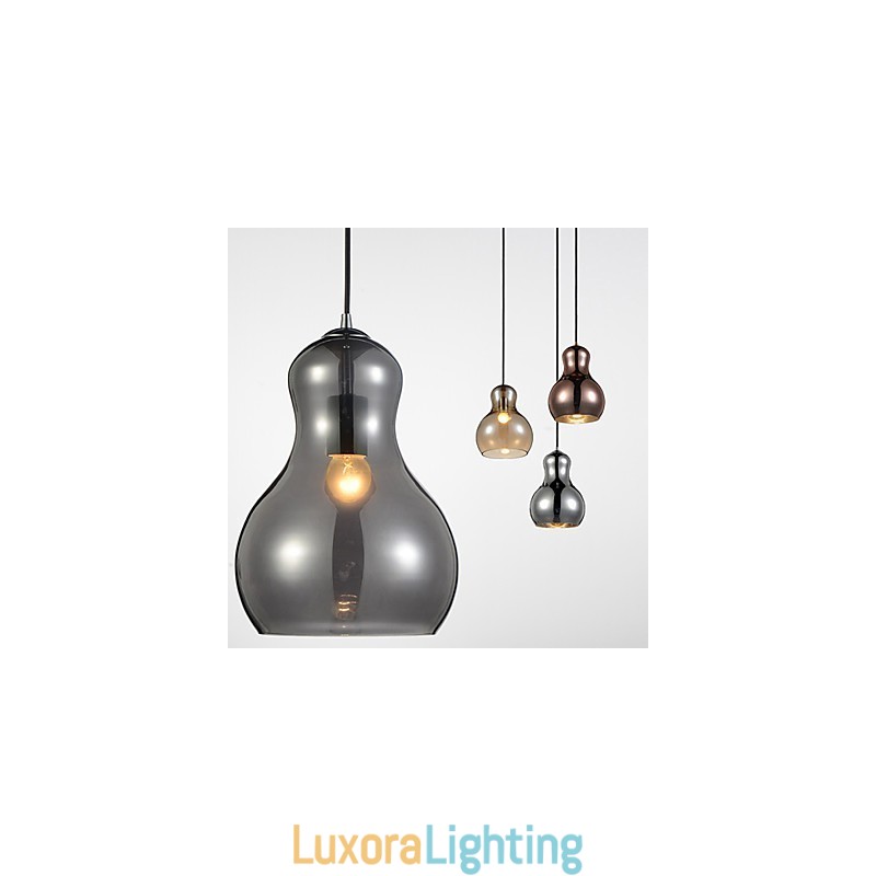 Designer Touch Decorative Gourd shaped Pendant Lamp 1 Light Modern Simplicity Golden Chrome Rose Gold Amber Smoky Gray Glass &Carbon Steel