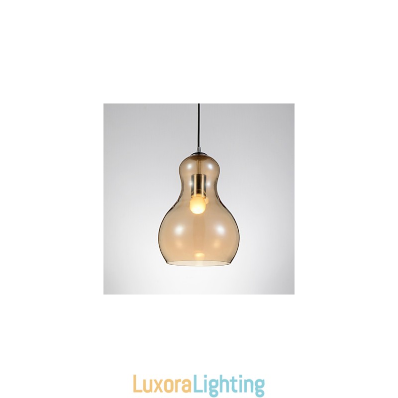 Designer Touch Decorative Gourd shaped Pendant Lamp 1 Light Modern Simplicity Golden Chrome Rose Gold Amber Smoky Gray Glass &Carbon Steel