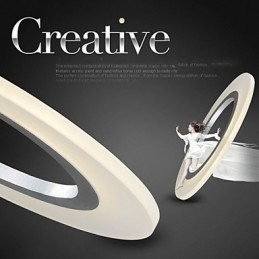 Designer Touch Decorative Pendant Light Round Ceiling Chandelier Milky Acrylic Ceiling Lamps with Single Ring