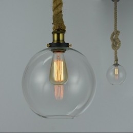 Designer Touch Decorative American Country Vintage Industrial Creative Glass Chandelier Single Head Rope