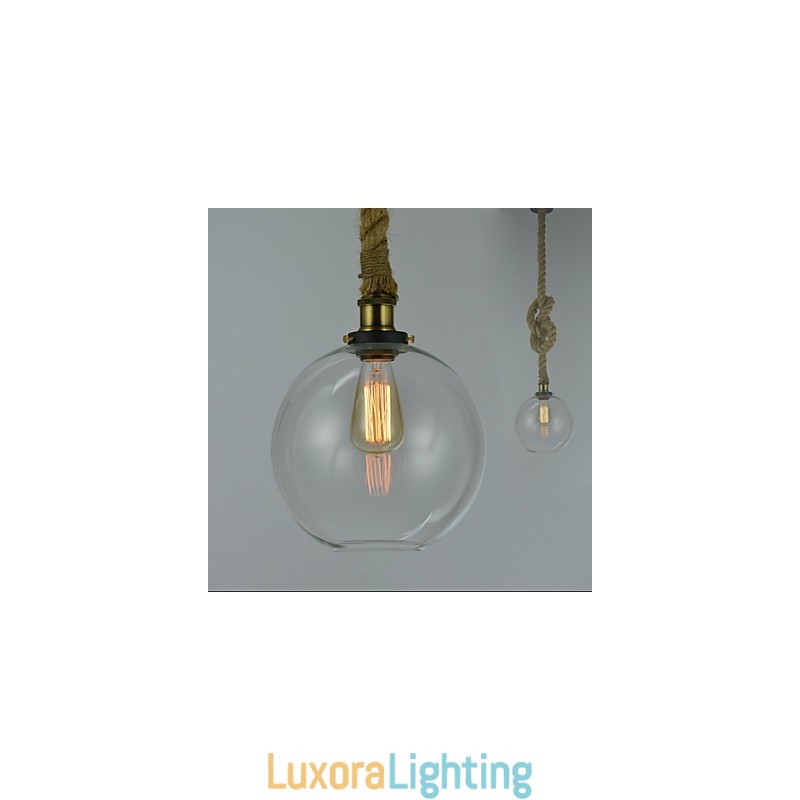 Designer Touch Decorative American Country Vintage Industrial Creative Glass Chandelier Single Head Rope