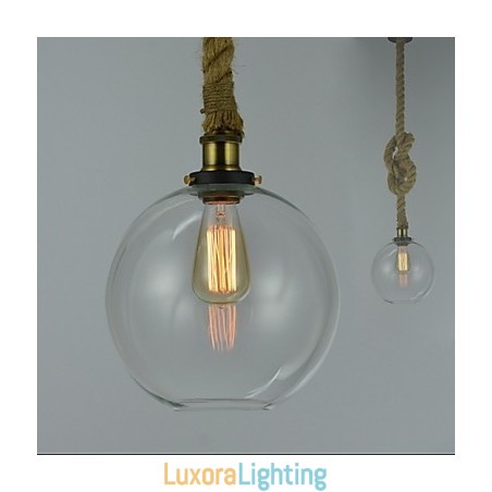 Designer Touch Decorative American Country Vintage Industrial Creative Glass Chandelier Single Head Rope
