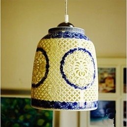 Designer Touch Decorative Retro Ceramic lamp lamp Stairs Blue Single Head Chandelier Creative