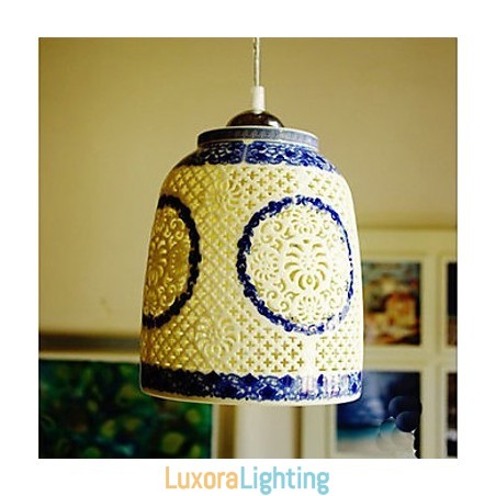 Designer Touch Decorative Retro Ceramic lamp lamp Stairs Blue Single Head Chandelier Creative