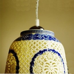 Designer Touch Decorative Retro Ceramic lamp lamp Stairs Blue Single Head Chandelier Creative