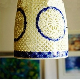 Designer Touch Decorative Retro Ceramic lamp lamp Stairs Blue Single Head Chandelier Creative