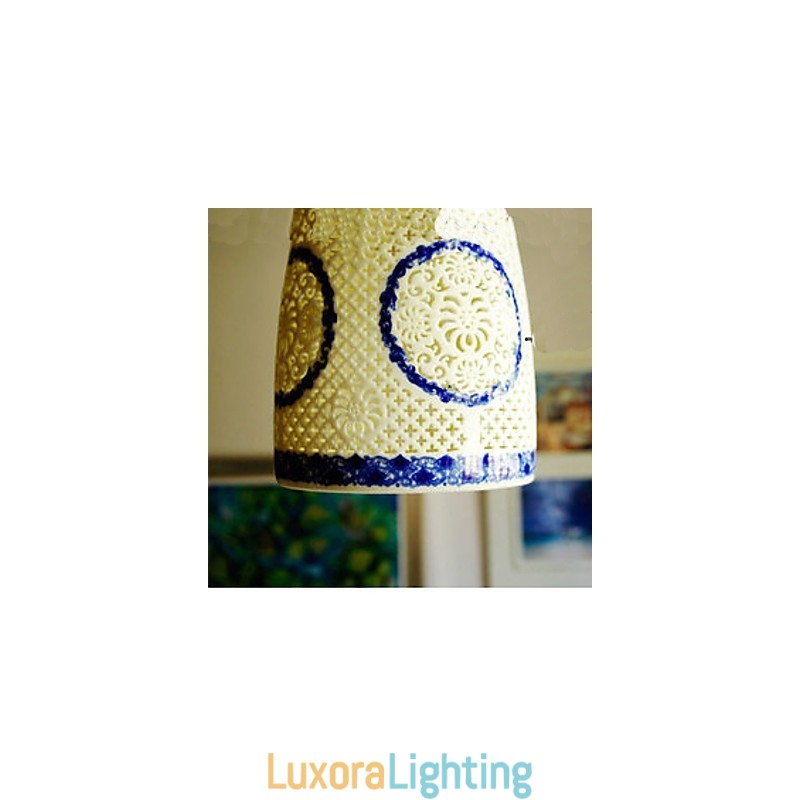 Designer Touch Decorative Retro Ceramic lamp lamp Stairs Blue Single Head Chandelier Creative