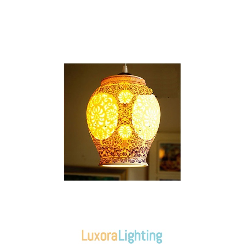 Designer Touch Decorative Retro Ceramic lamp lamp Stairs Blue Single Head Chandelier Creative