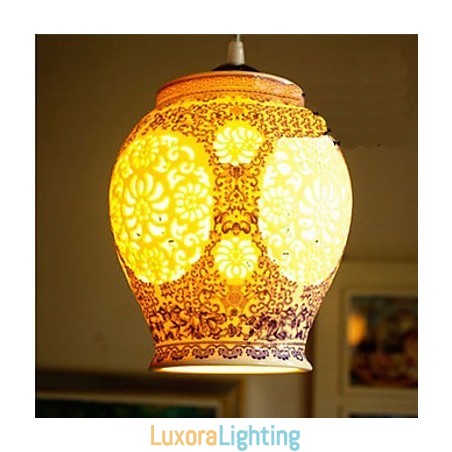 Designer Touch Decorative Retro Ceramic lamp lamp Stairs Blue Single Head Chandelier Creative