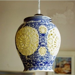 Designer Touch Decorative Retro Ceramic lamp lamp Stairs Blue Single Head Chandelier Creative