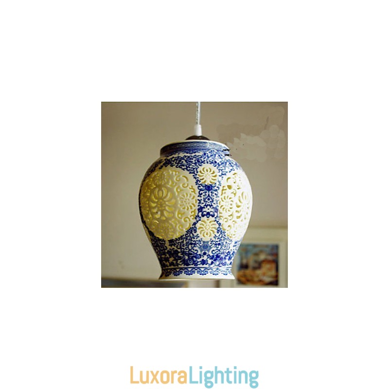 Designer Touch Decorative Retro Ceramic lamp lamp Stairs Blue Single Head Chandelier Creative