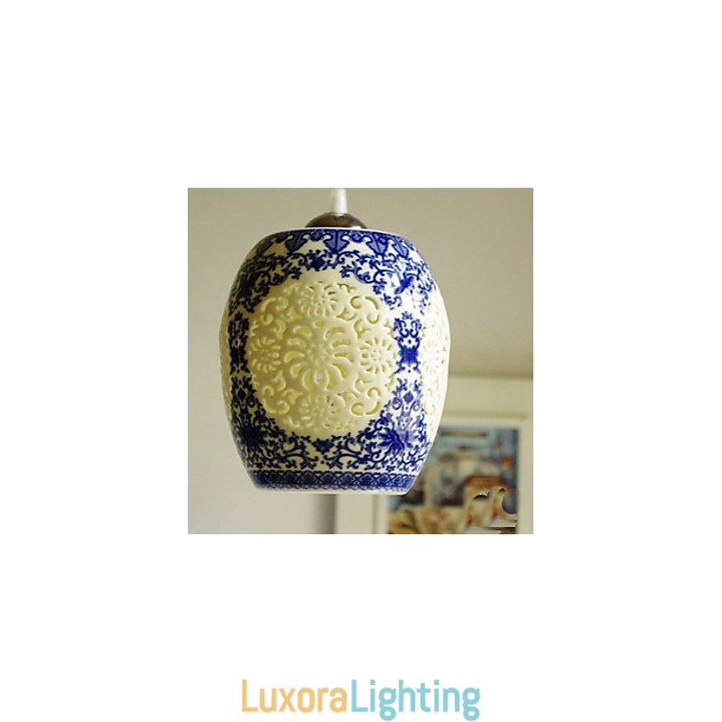 Designer Touch Decorative Retro Ceramic lamp lamp Stairs Blue Single Head Chandelier Creative