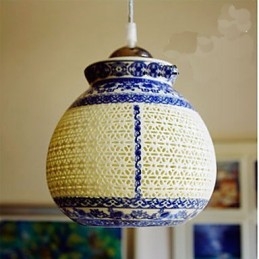 Designer Touch Decorative Retro Ceramic lamp lamp Stairs Blue Single Head Chandelier Creative
