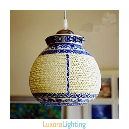 Designer Touch Decorative Retro Ceramic lamp lamp Stairs Blue Single Head Chandelier Creative