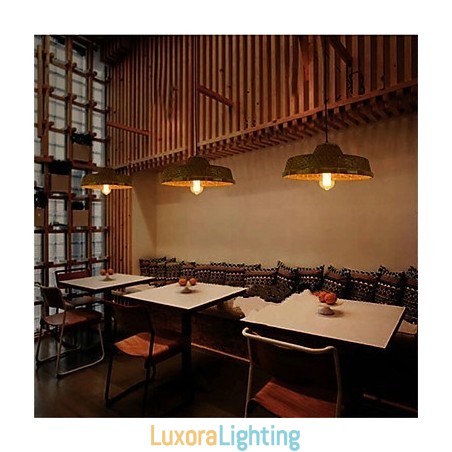 Designer Touch Decorative 1 Head of the Americange Museum Creative Bamboo Straw hat Light Simple