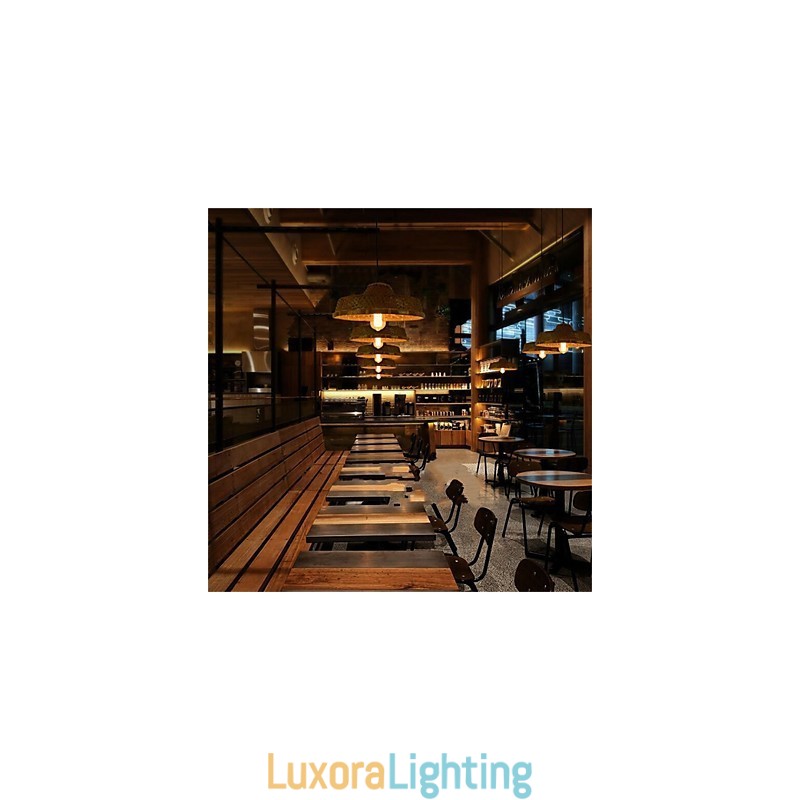 Designer Touch Decorative 1 Head of the Americange Museum Creative Bamboo Straw hat Light Simple