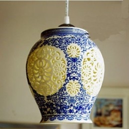 Designer Touch Decorative Retro Ceramic lamp lamp Stairs Blue Single Head Chandelier Creative