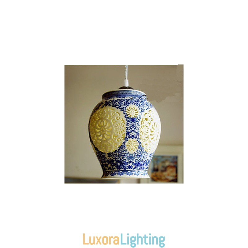 Designer Touch Decorative Retro Ceramic lamp lamp Stairs Blue Single Head Chandelier Creative