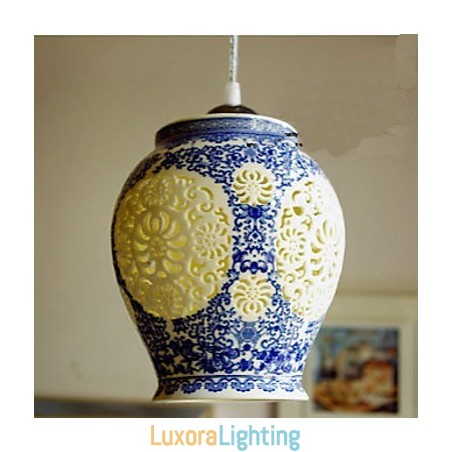 Designer Touch Decorative Retro Ceramic lamp lamp Stairs Blue Single Head Chandelier Creative