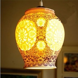 Designer Touch Decorative Retro Ceramic lamp lamp Stairs Blue Single Head Chandelier Creative