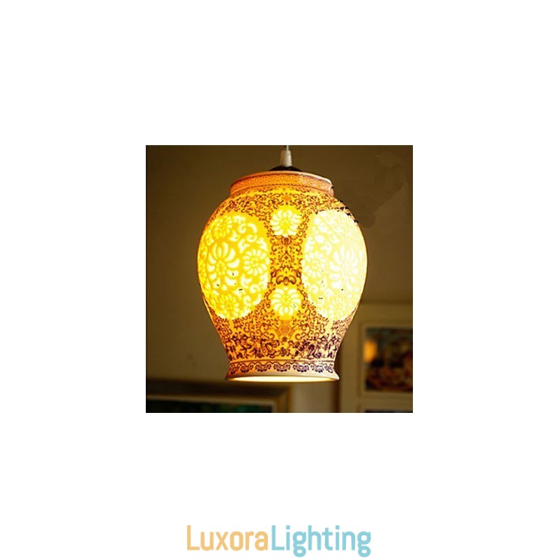 Designer Touch Decorative Retro Ceramic lamp lamp Stairs Blue Single Head Chandelier Creative