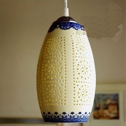 Designer Touch Decorative Retro Ceramic lamp lamp Stairs Blue Single Head Chandelier Creative