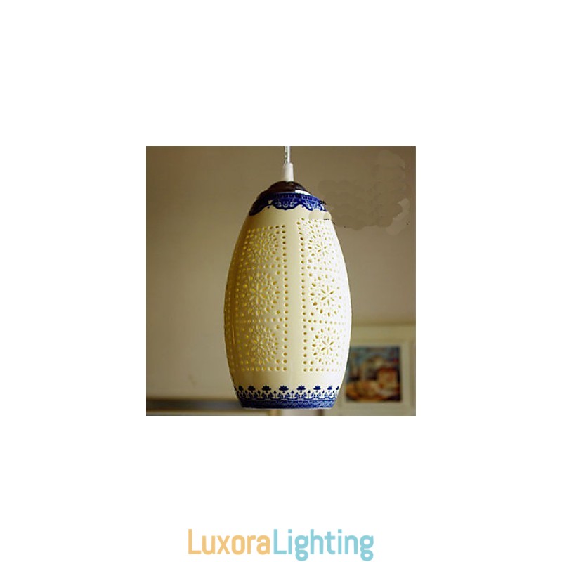 Designer Touch Decorative Retro Ceramic lamp lamp Stairs Blue Single Head Chandelier Creative