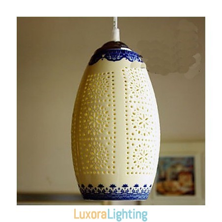 Designer Touch Decorative Retro Ceramic lamp lamp Stairs Blue Single Head Chandelier Creative
