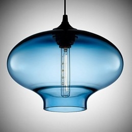Designer Touch Decorative 1 Light Modern Glass White and Blue Transparent Pendant Light