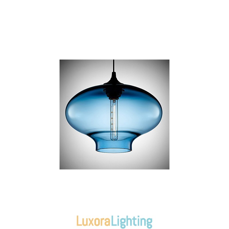 Designer Touch Decorative 1 Light Modern Glass White and Blue Transparent Pendant Light