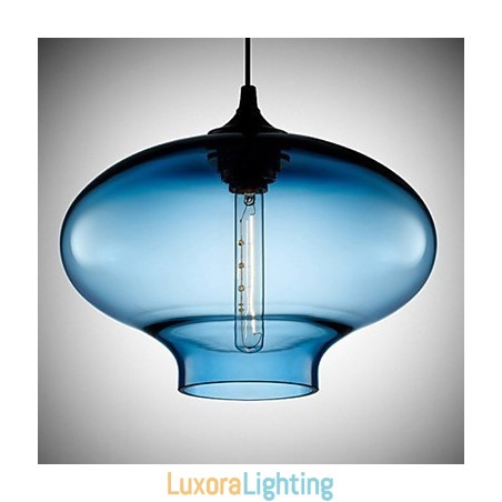 Designer Touch Decorative 1 Light Modern Glass White and Blue Transparent Pendant Light