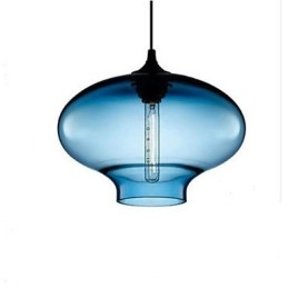 Designer Touch Decorative 1 Light Modern Glass White and Blue Transparent Pendant Light