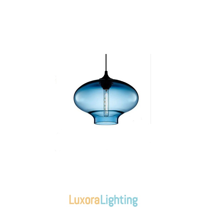 Designer Touch Decorative 1 Light Modern Glass White and Blue Transparent Pendant Light